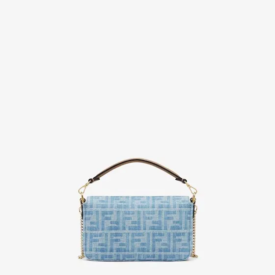 FENDI Baguette Mini Light blue FF denim fabric bag