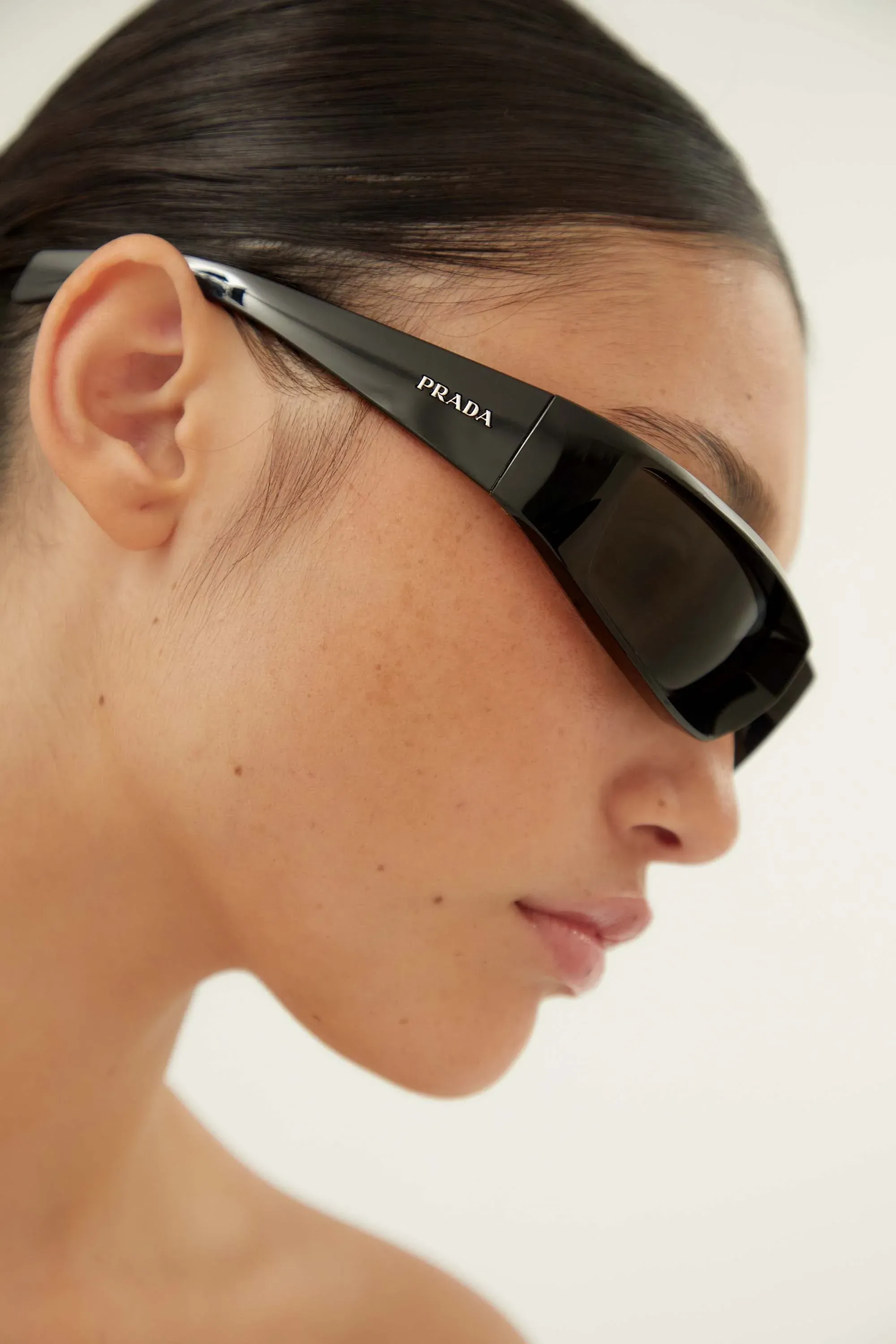 Prada runway wrap around black sunglasses