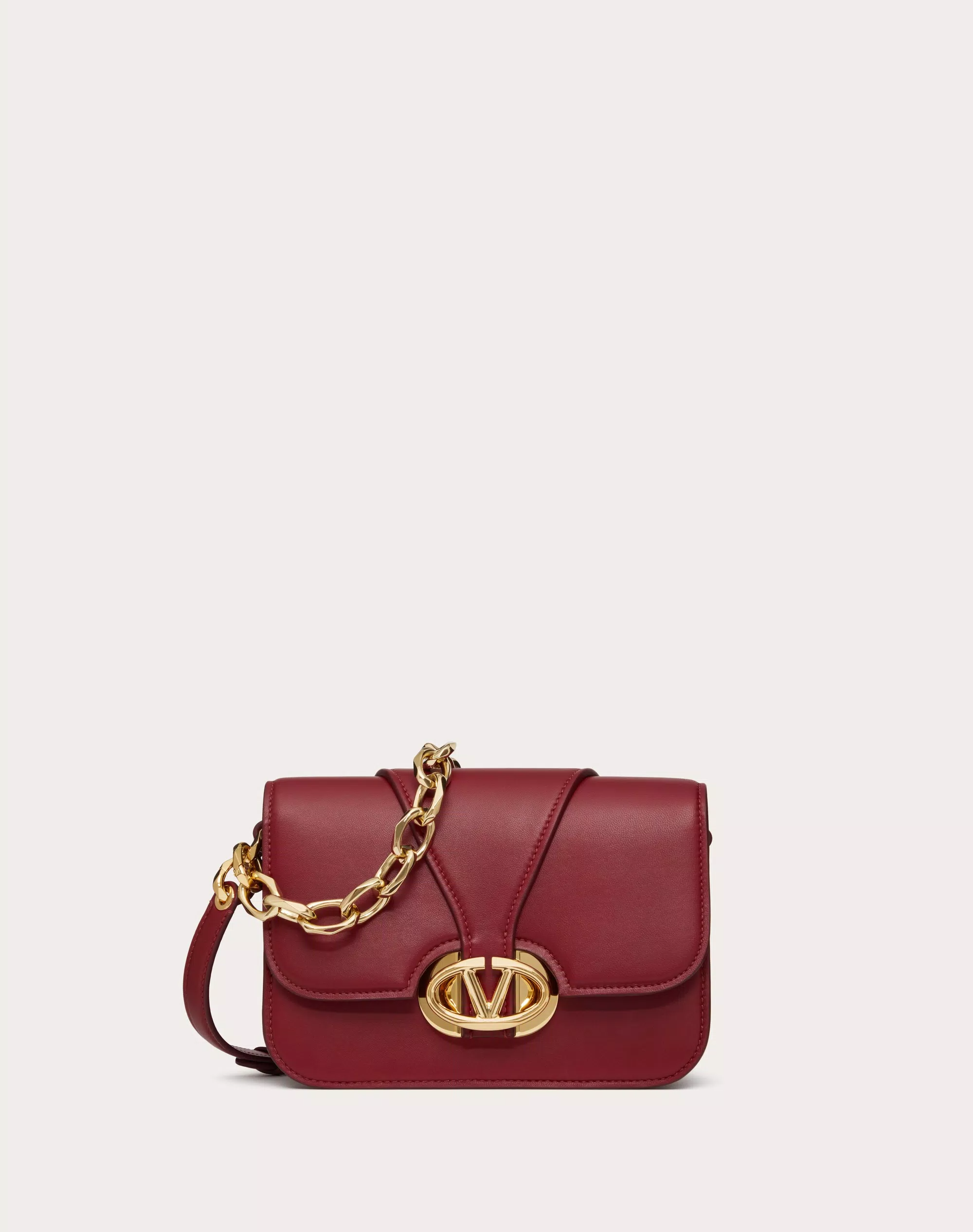 VLOGO O'CLOCK SMALL NAPPA LEATHER SHOULDER BAG WITH CHAIN