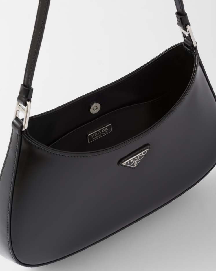 Prada Cleo brushed leather shoulder bag - Black