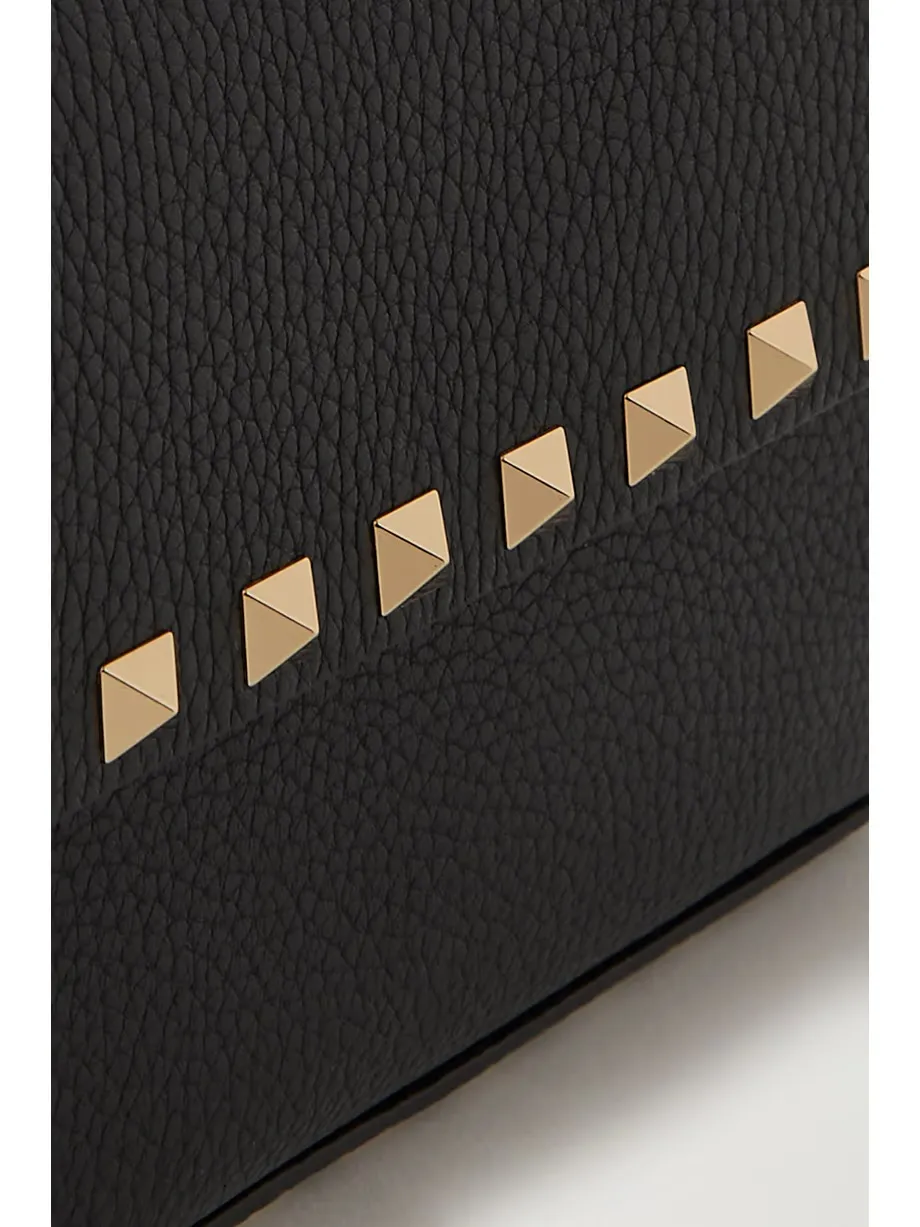 Rockstud textured-leather shoulder bag