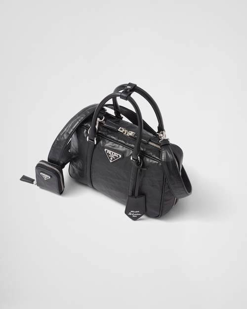 Prada Medium antique nappa leather top handle bag - Black