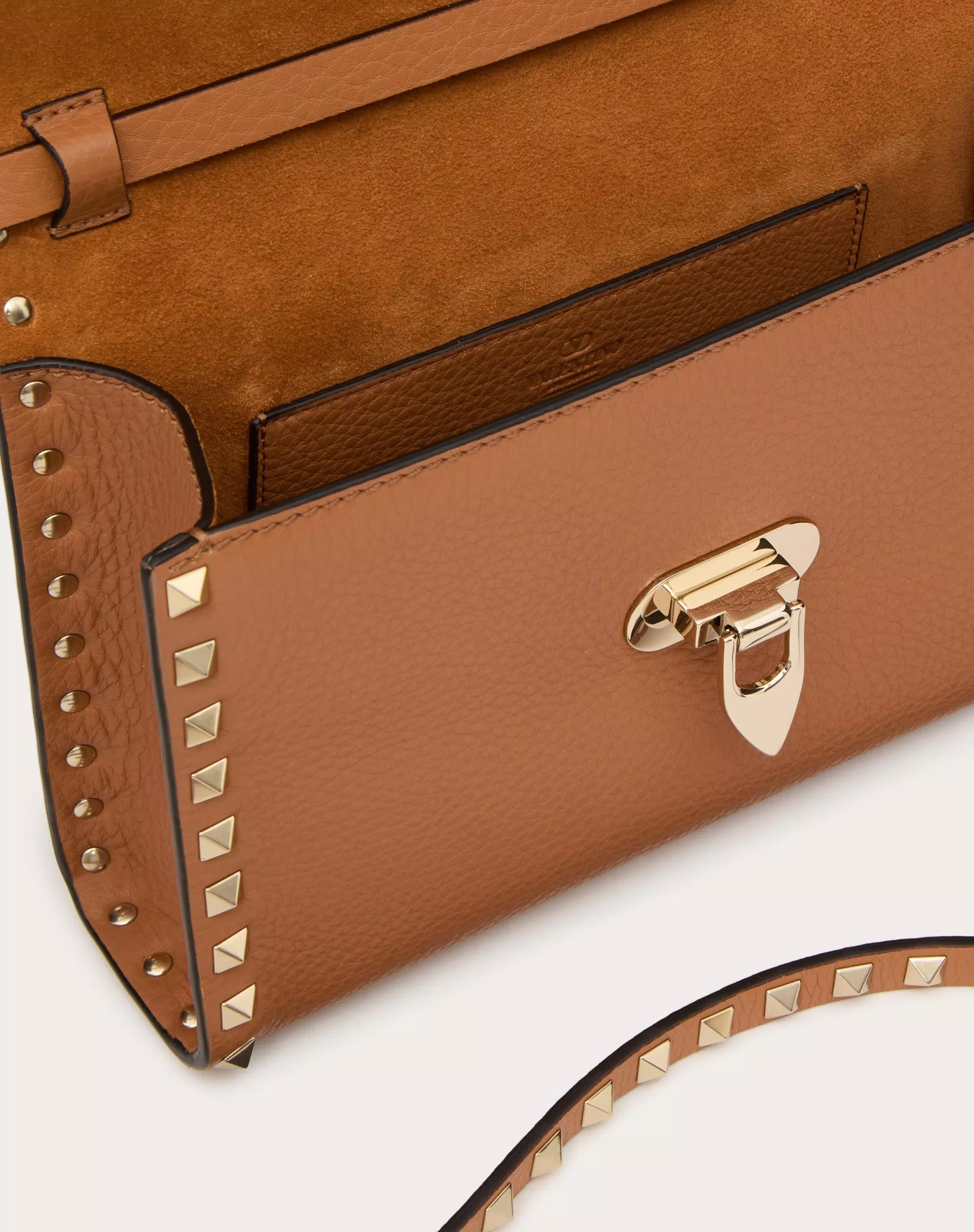 SMALL ROCKSTUD GRAINY CALFSKIN CROSSBODY BAG