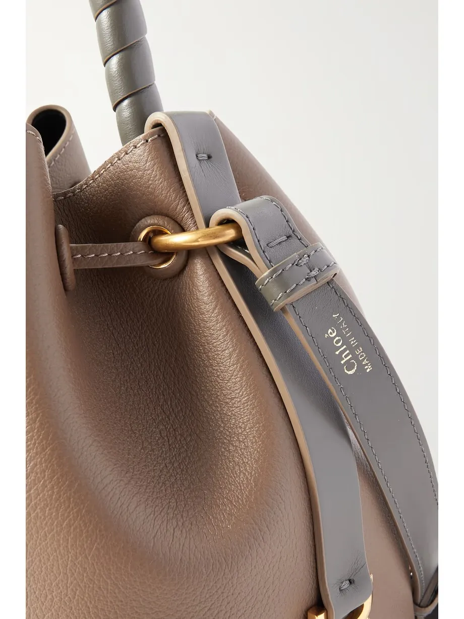 CHLOÉ + NET SUSTAIN Marcie two-tone textured-leather bucket bag