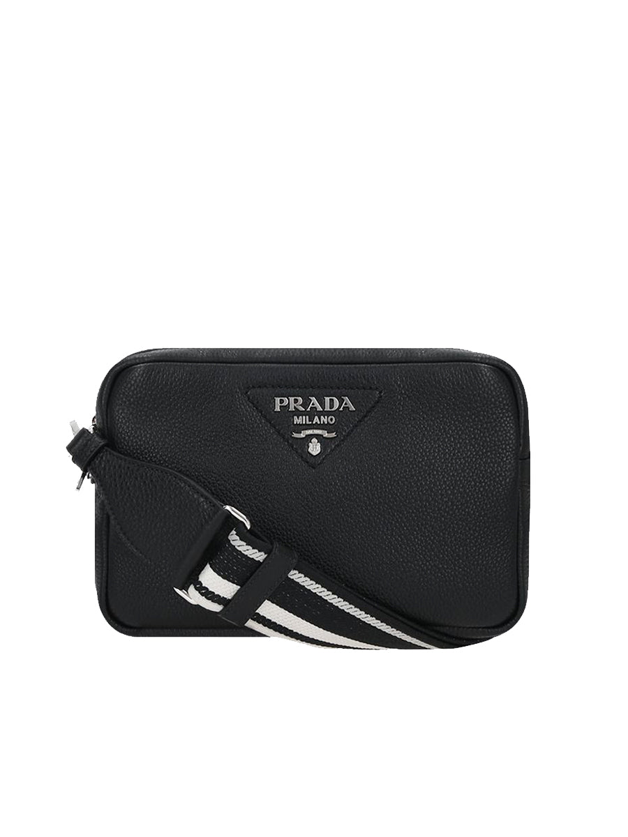 Prada Leather Bag with Shoulder Strap in Black