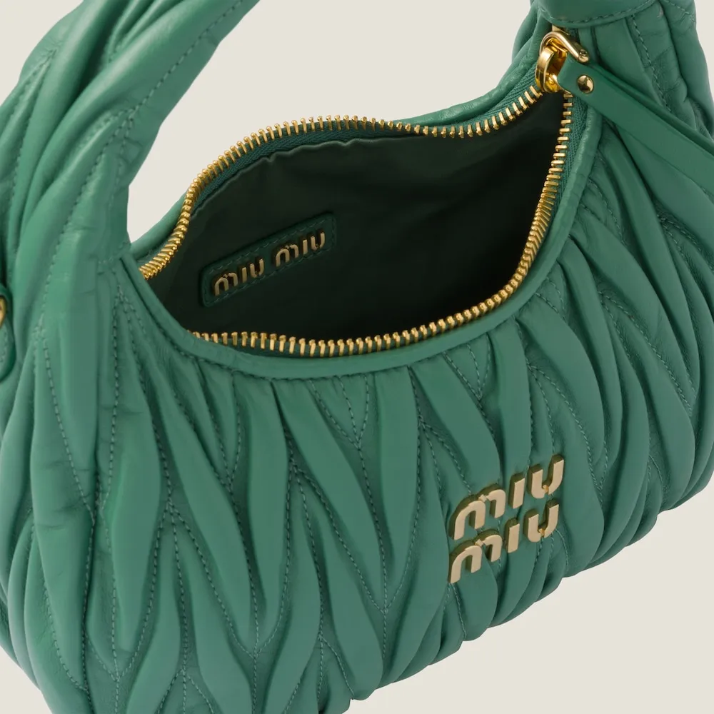 Wander matelassé nappa leather mini hobo bag