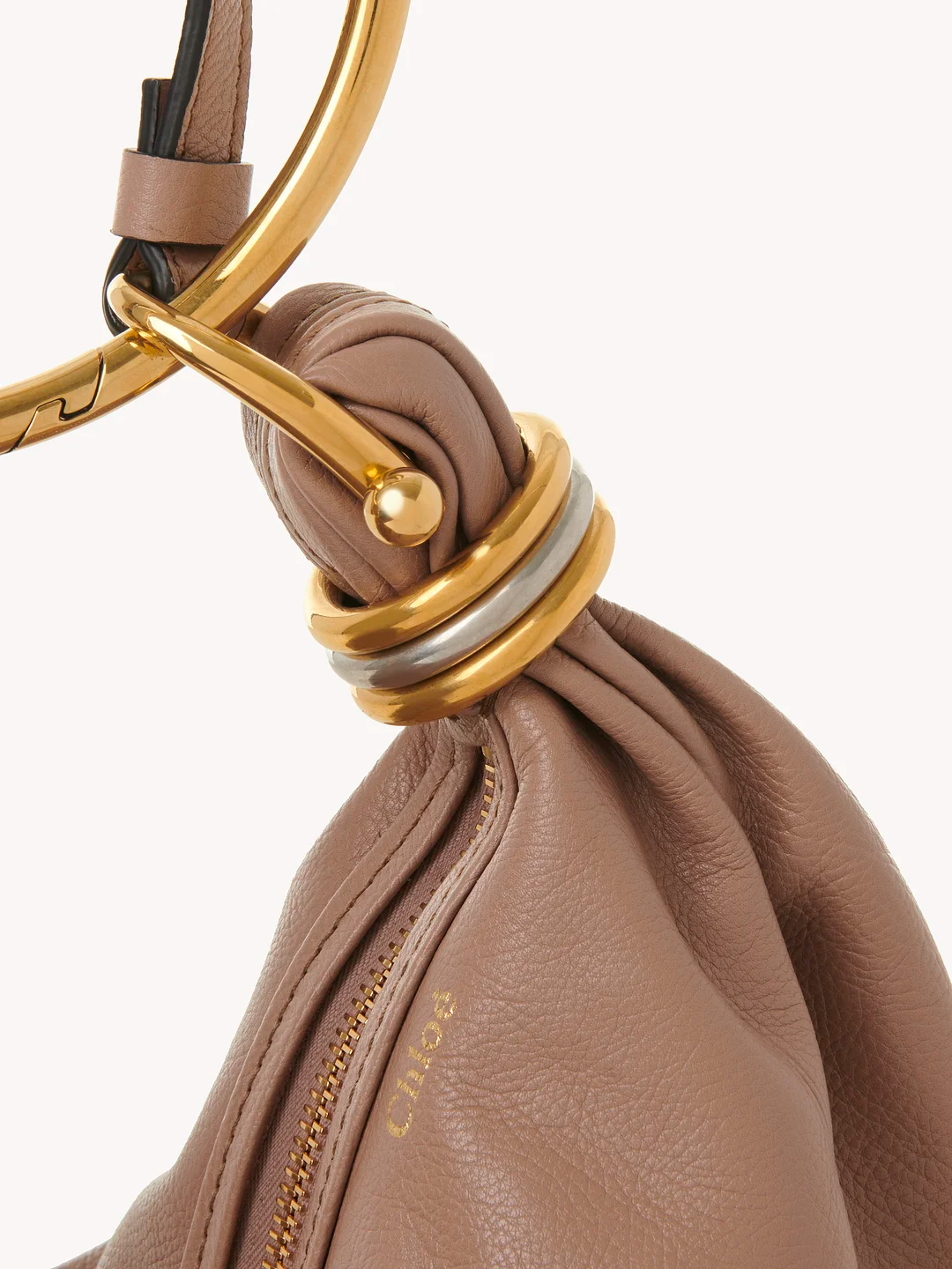 SMALL BRACELET HOBO BAG IN GRAINED LEATHER