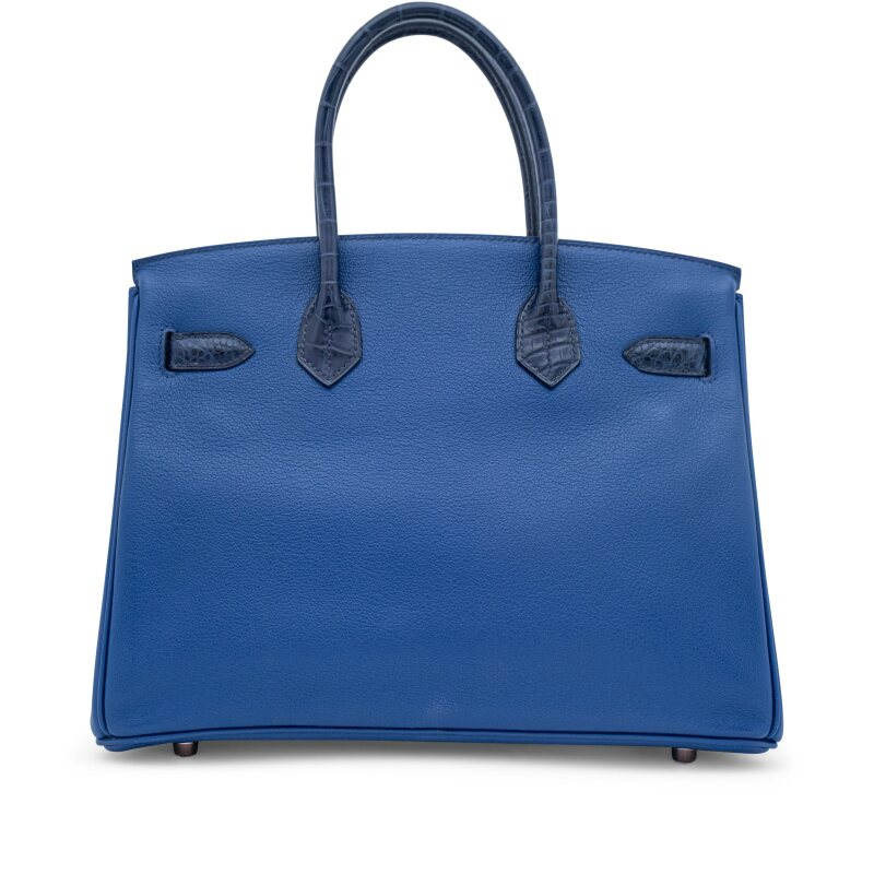 Bleu Indigo Matte Alligator & Saphir Taurillon Novillo Birkin Touch 30 Rose Gold