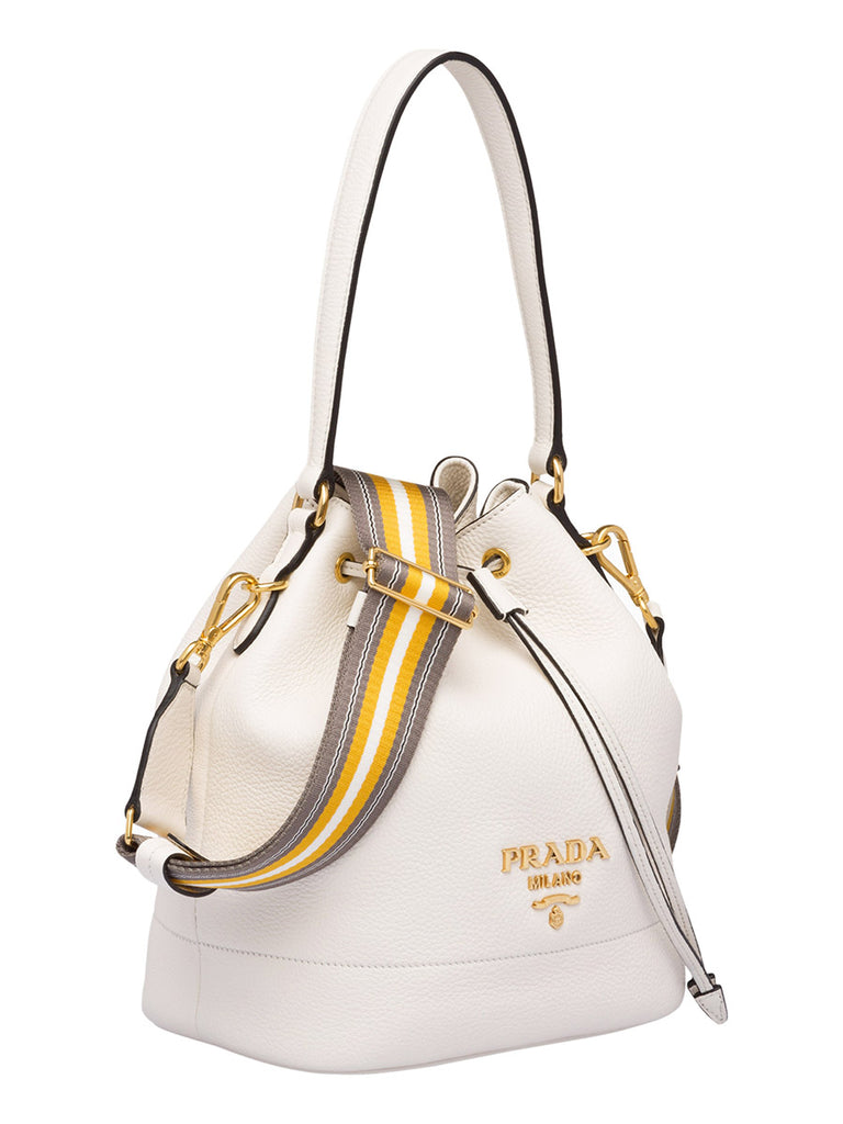 Prada Leather Bucket Bag in White