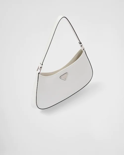 Prada Cleo brushed leather shoulder bag - White/Black