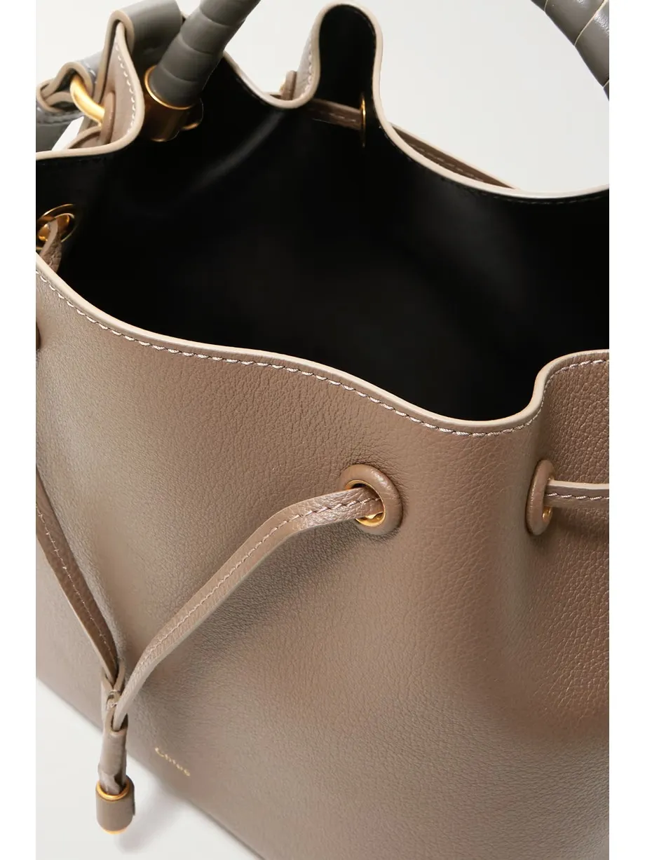 CHLOÉ + NET SUSTAIN Marcie two-tone textured-leather bucket bag