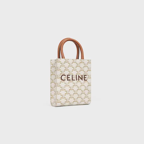 MINI VERTICAL CABAS IN TRIOMPHE CANVAS AND CALFSKIN WITH CELINE PRINT