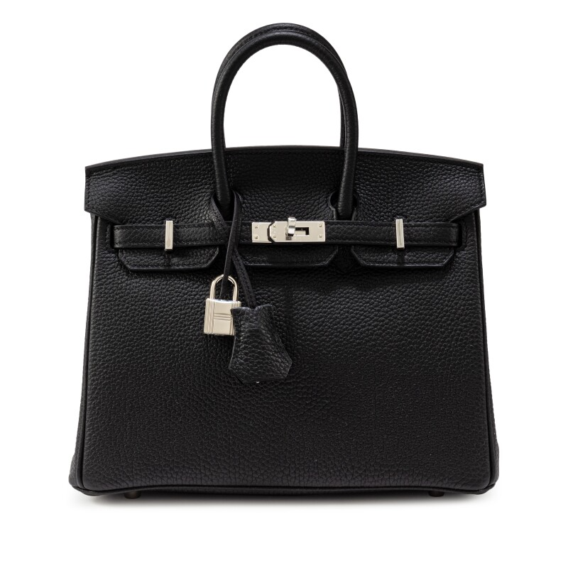 Black Togo Birkin 25 Palladium Hardware