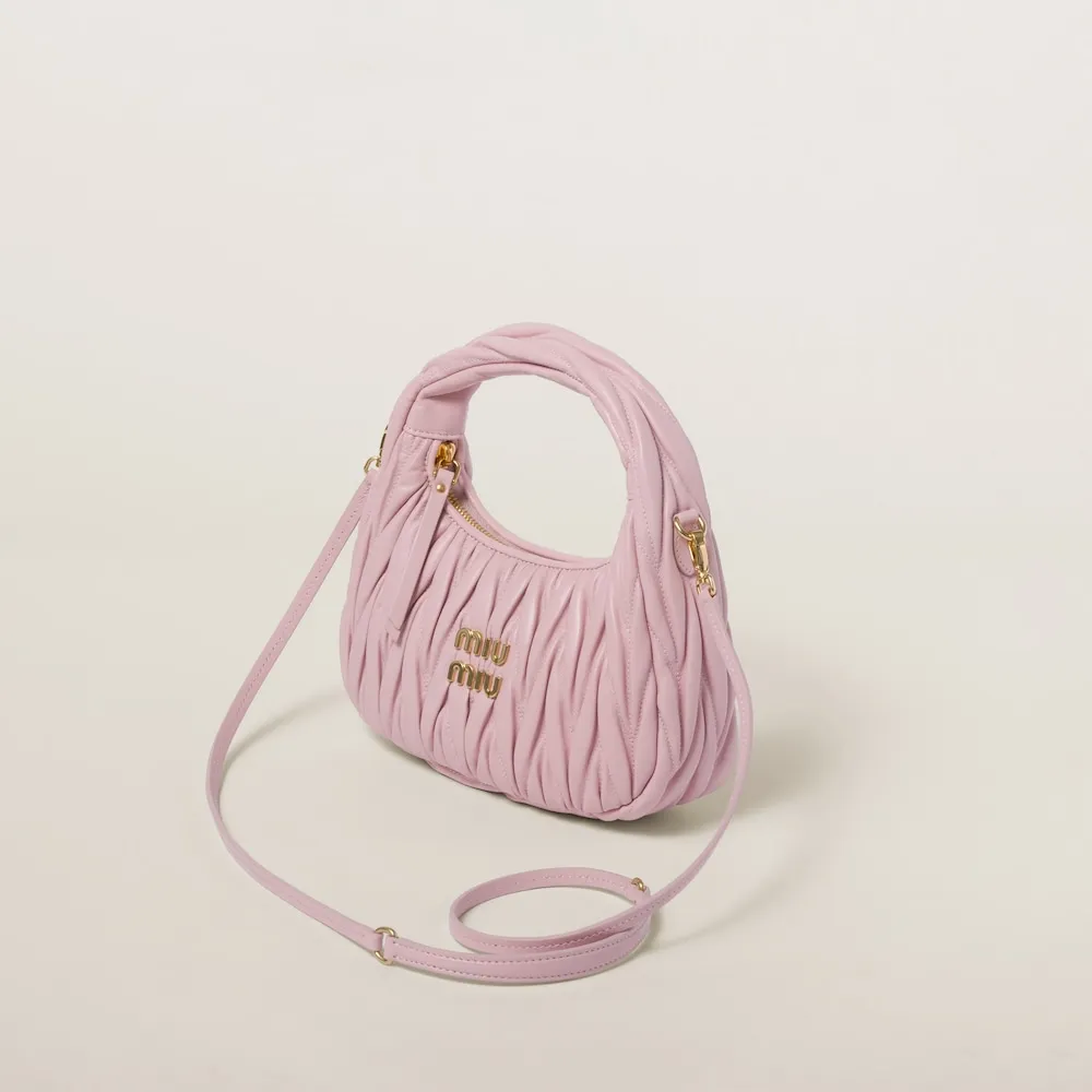 Wander matelassé nappa leather mini hobo bag