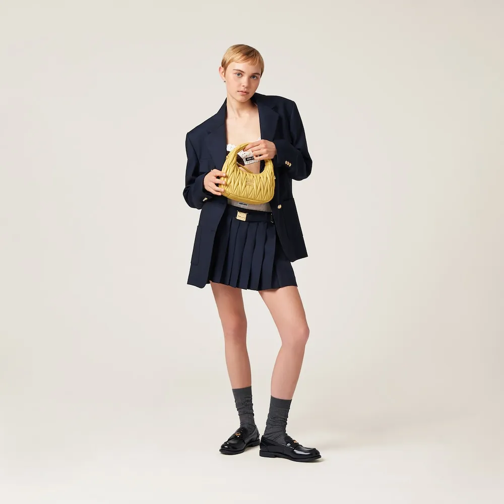 Wander matelassé nappa leather mini hobo bag