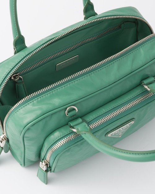 Prada Antique nappa leather multi-pocket top-handle bag - Sage Green