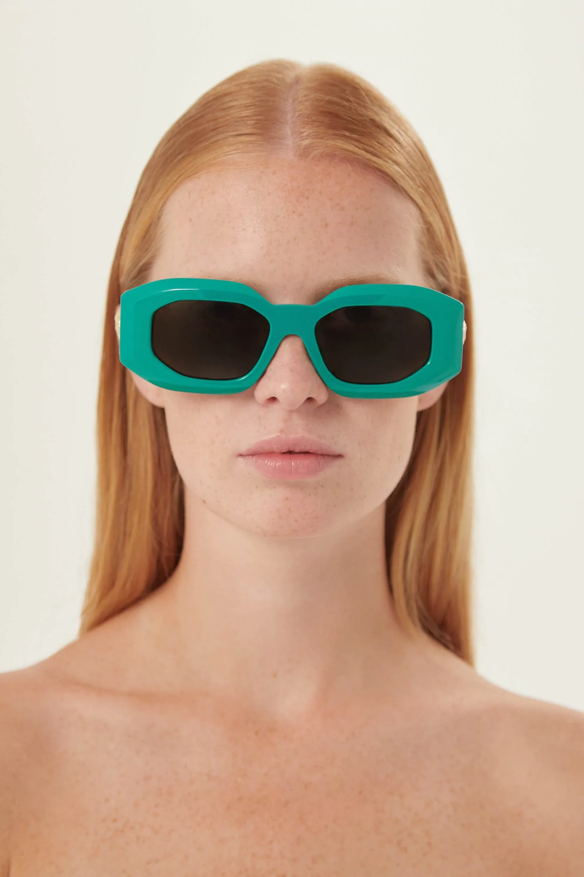 Versace biggie bold sunglasses in water green with iconic jellyfish