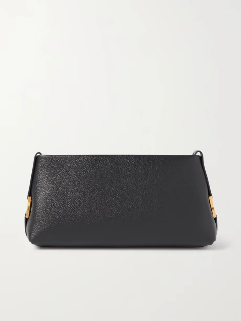 Marcie textured-leather clutch