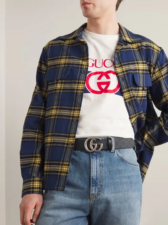 3cm Marmont Reversible Monogrammed Supreme Coated-Canvas Belt