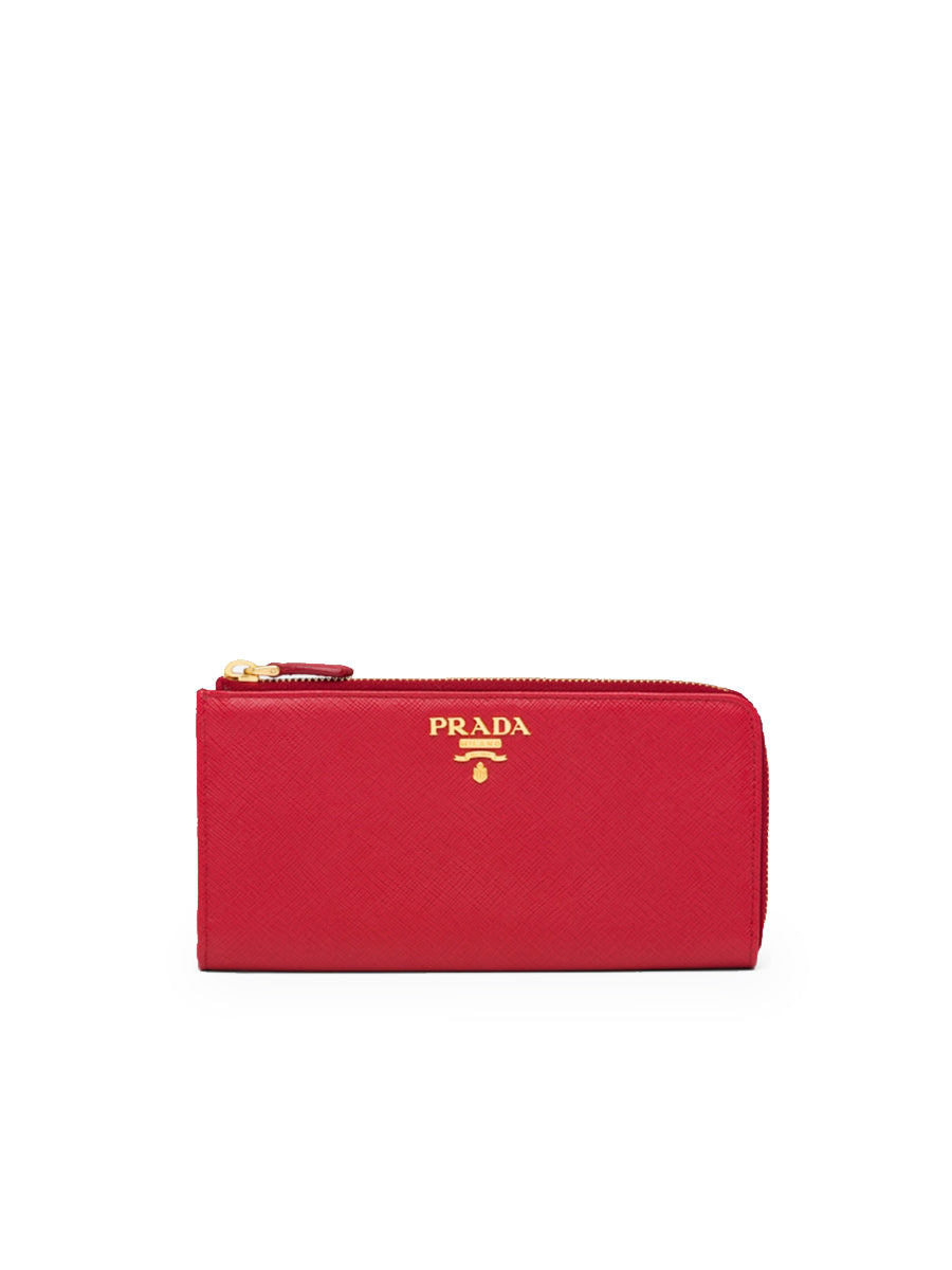 Prada Large Saffiano Leather Wallet in Red