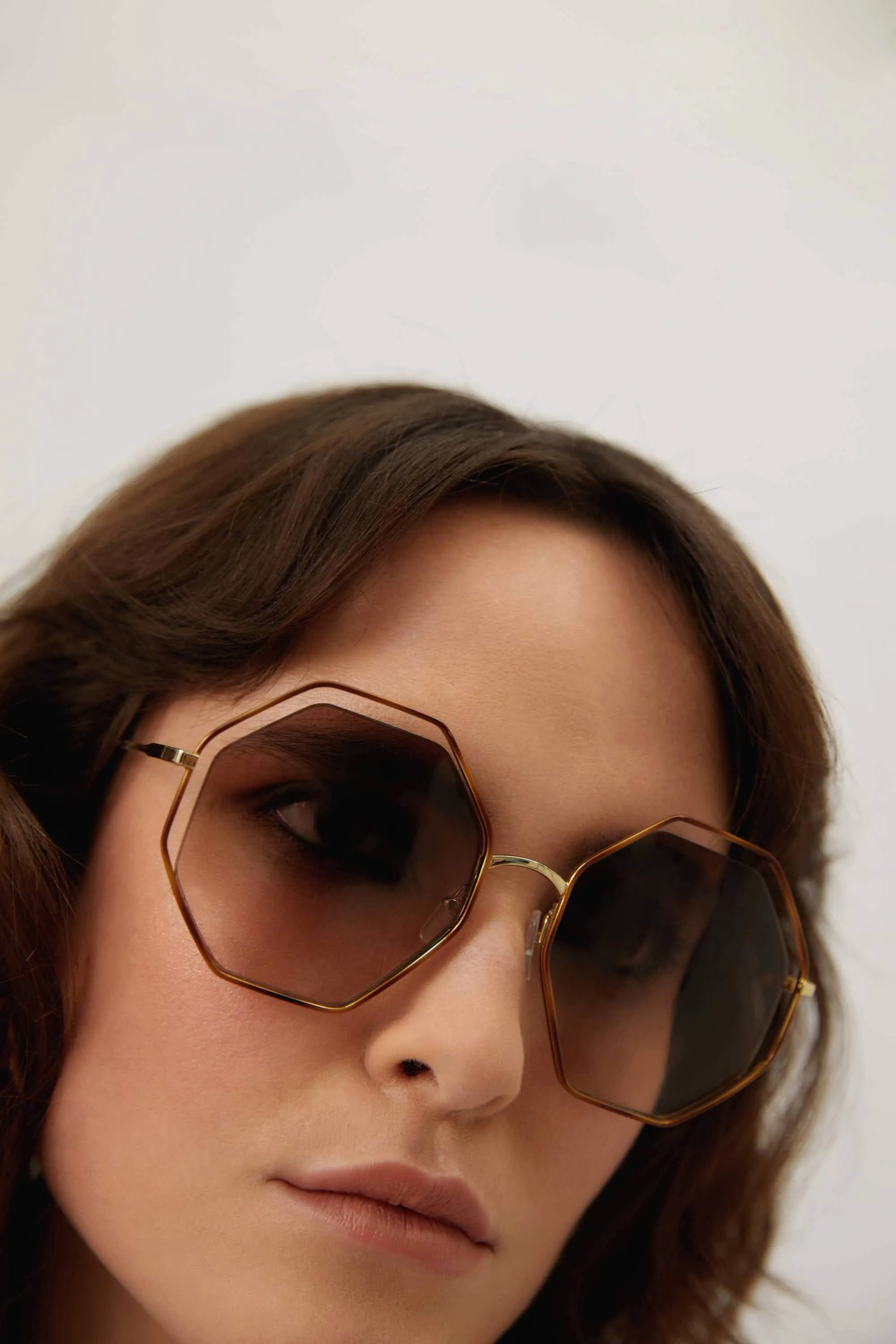 Chloe iconic octagonal havana gold brown sunglasses