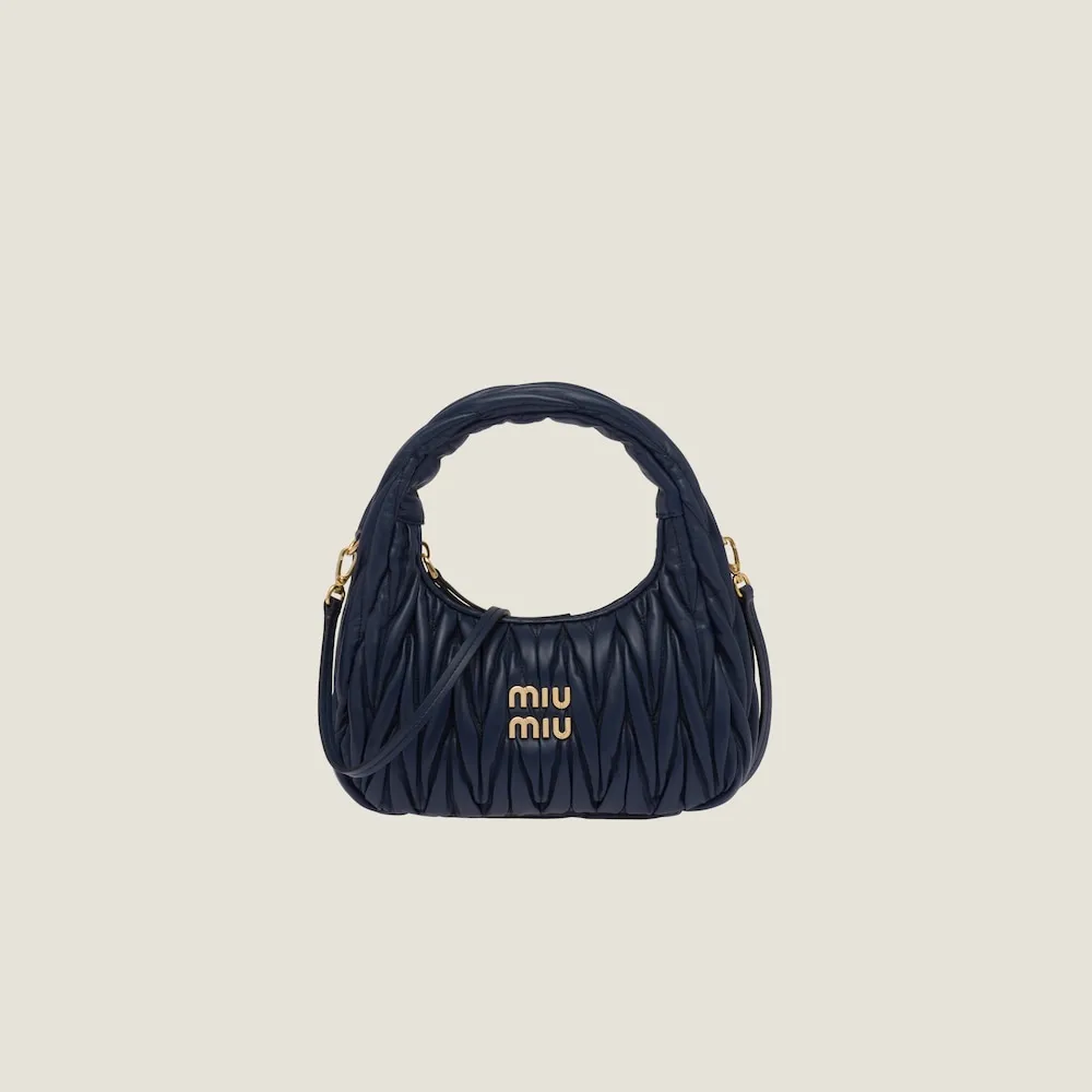 Wander matelassé nappa leather mini hobo bag
