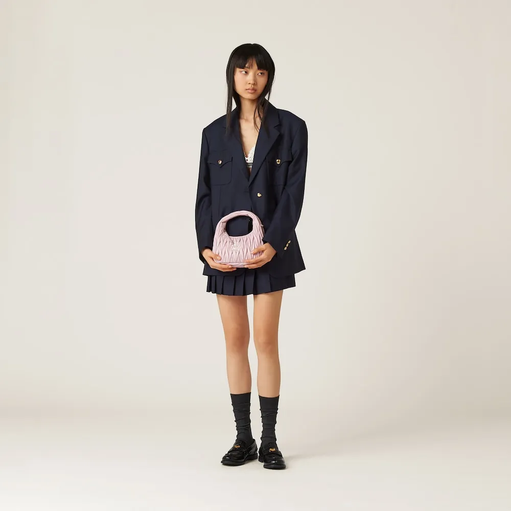 Wander matelassé nappa leather mini hobo bag