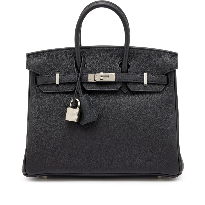 Black Togo Birkin 25 Palladium Hardware