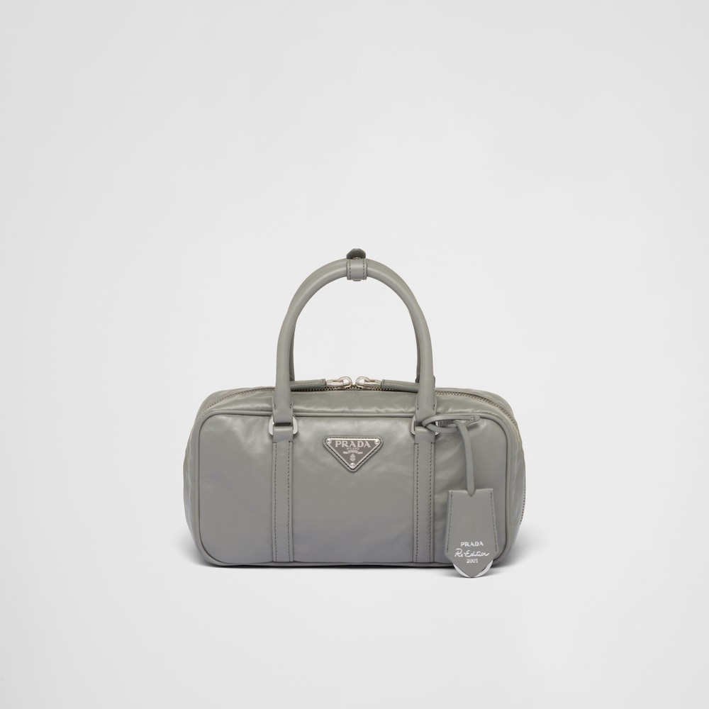 Prada Small antique nappa leather top handle bag - Slate Gray
