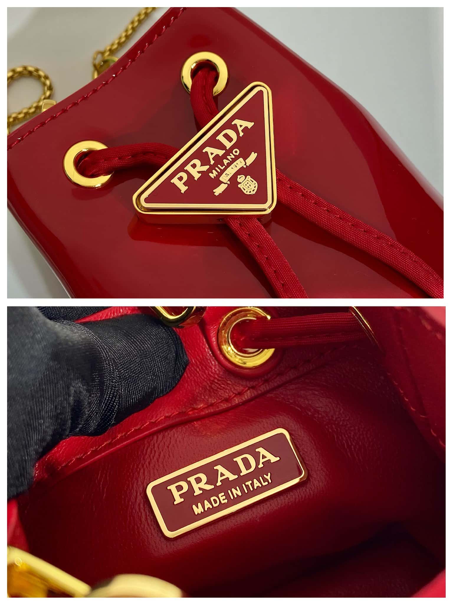 PRADA patent leather bucket