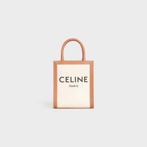 MINI VERTICAL CABAS CELINE IN TEXTILE WITH CELINE PRINT AND CALFSKIN