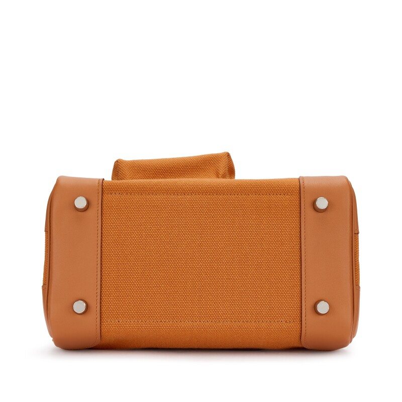 Gold Swift and Canvas Cargo Birkin 25 Palladium Hardware