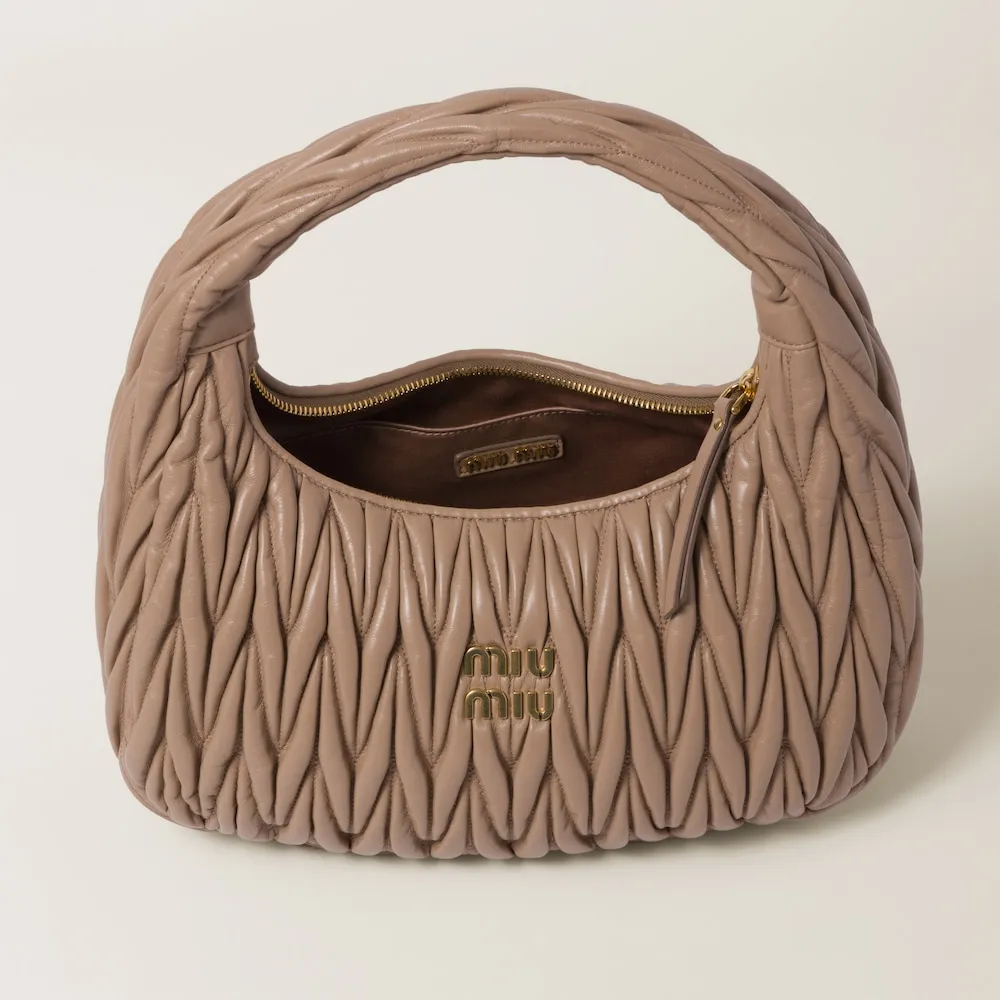 Wander matelassé nappa leather hobo bag 24cm