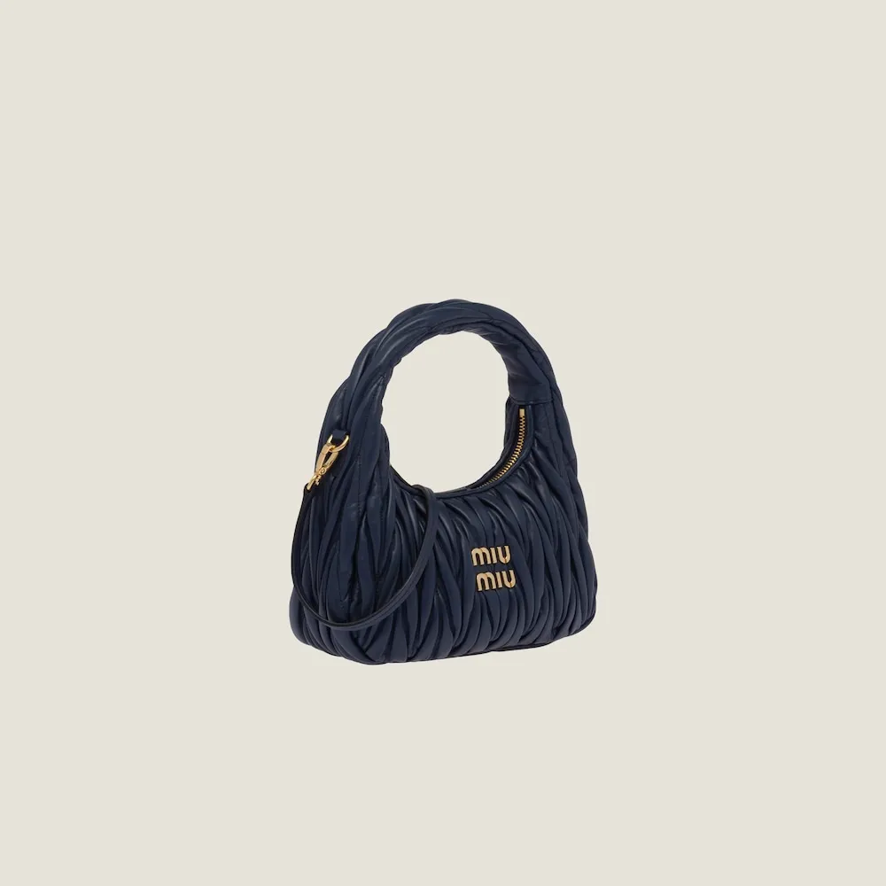 Wander matelassé nappa leather mini hobo bag