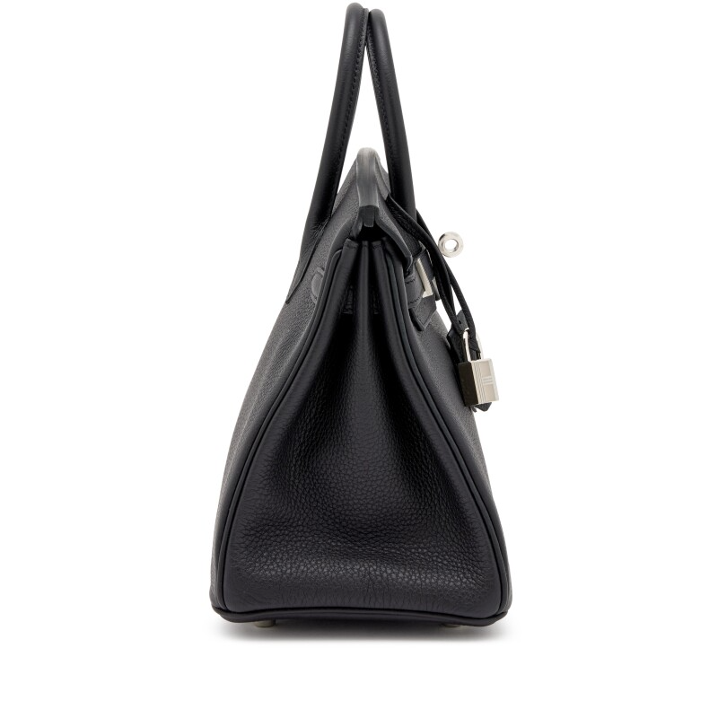 Black Togo Birkin 25 Palladium Hardware