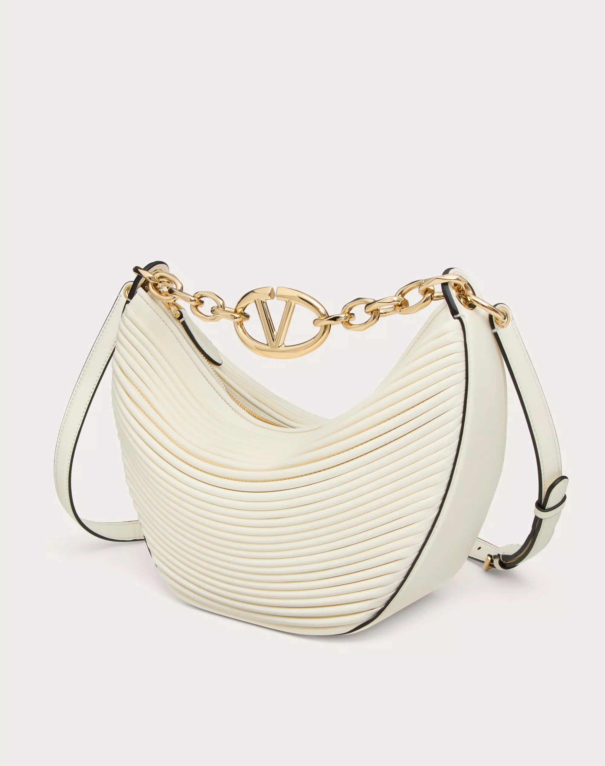 SMALL VLOGO MOON HOBO BAG IN NAPPA LEATHER WITH CHAIN