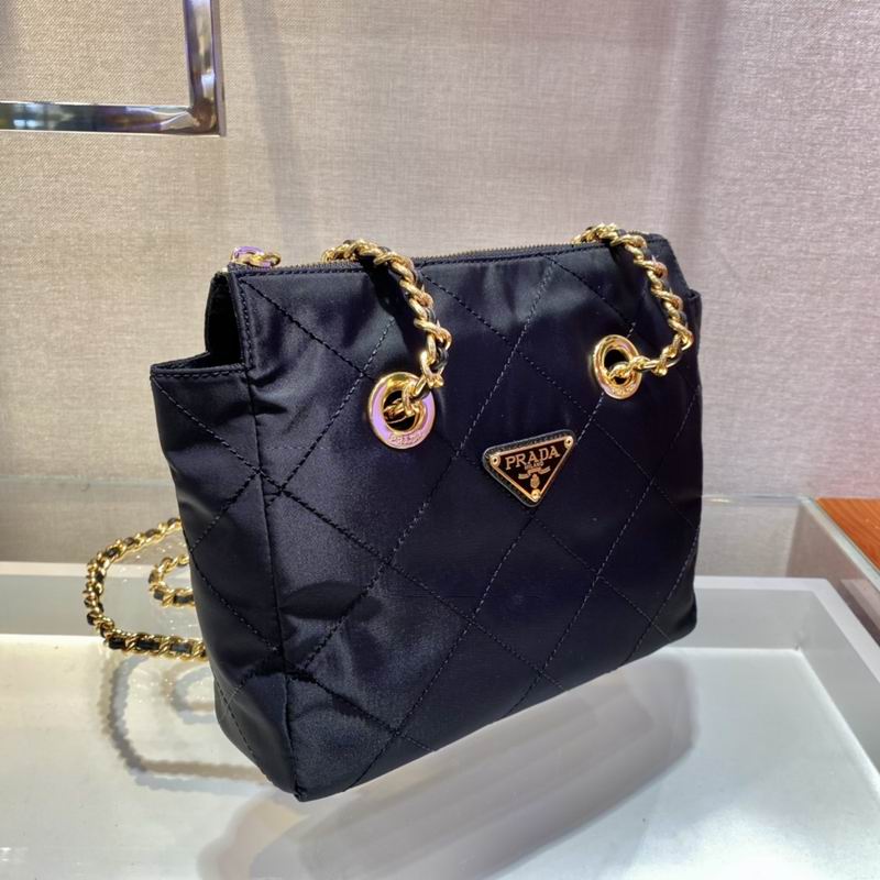 Linen blend and leather mini-buckle bag