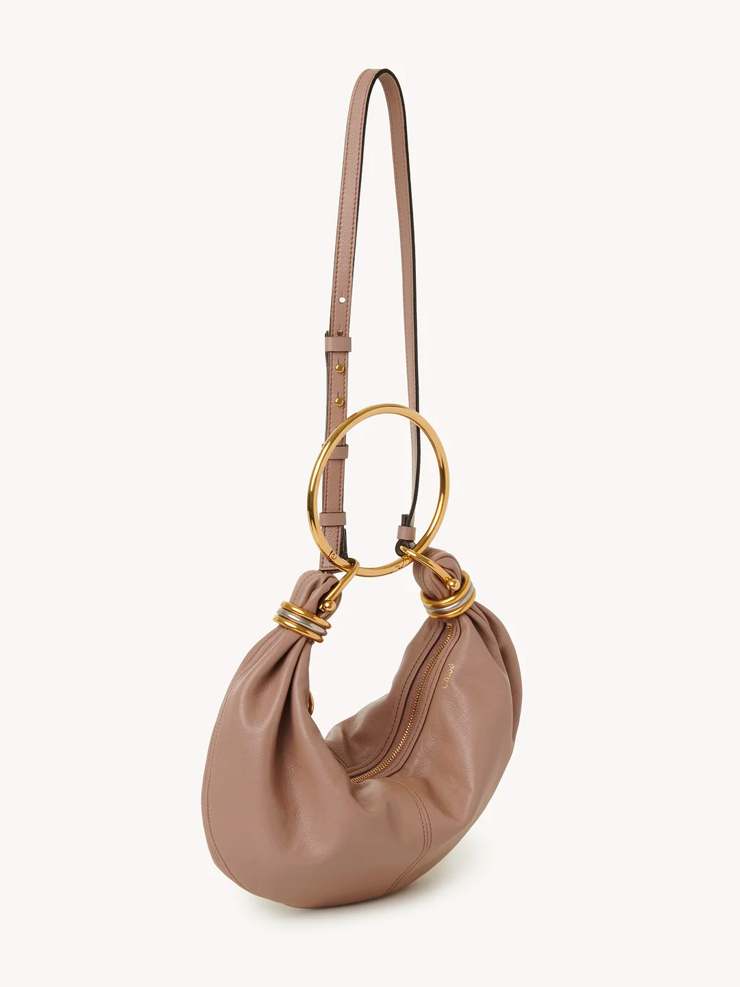 SMALL BRACELET HOBO BAG IN GRAINED LEATHER