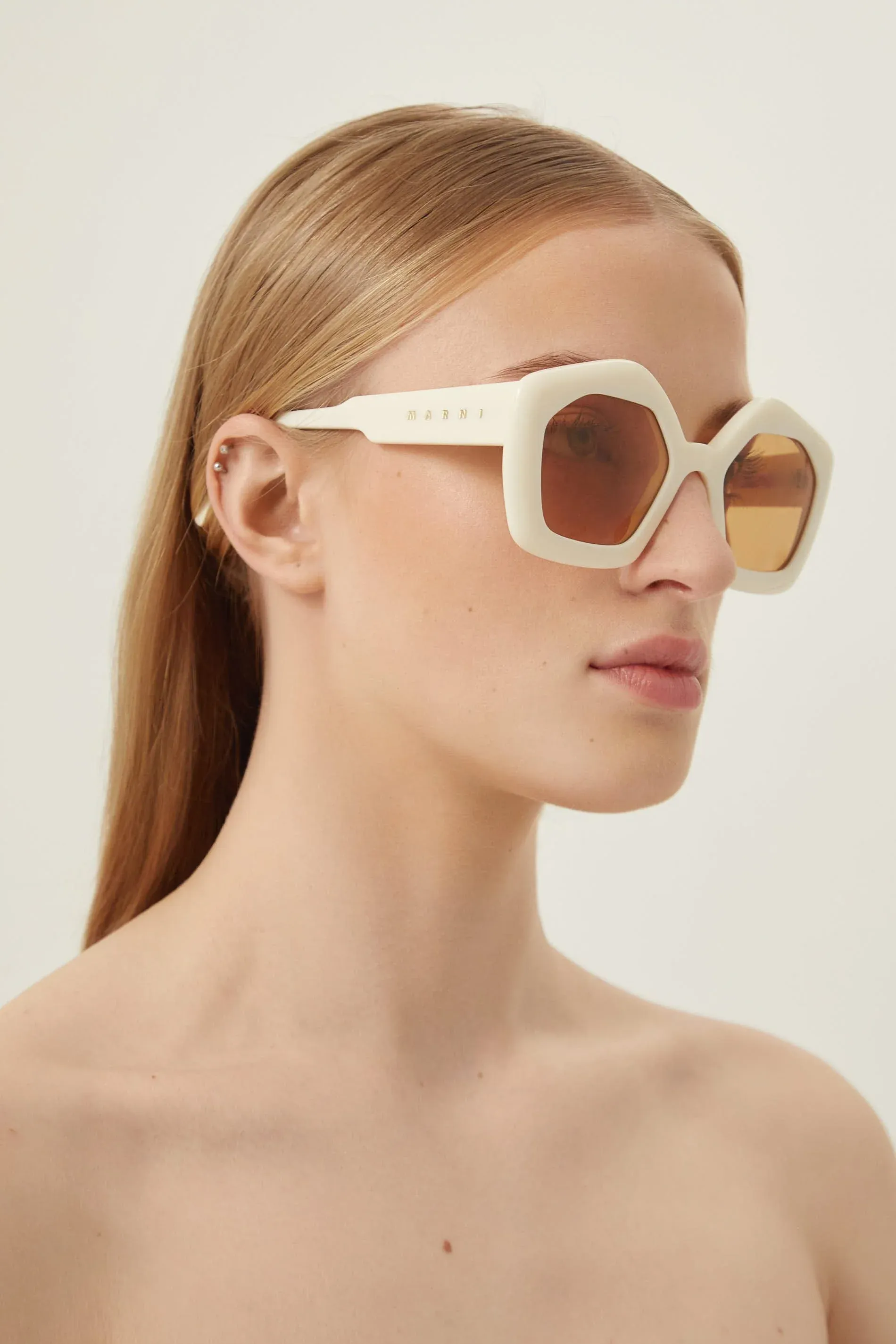 Marni hexagonal ivory sunglasses