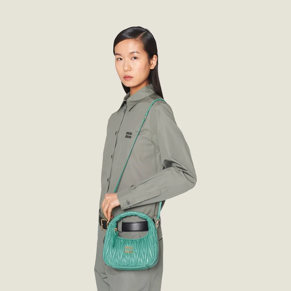 Wander matelassé nappa leather mini hobo bag