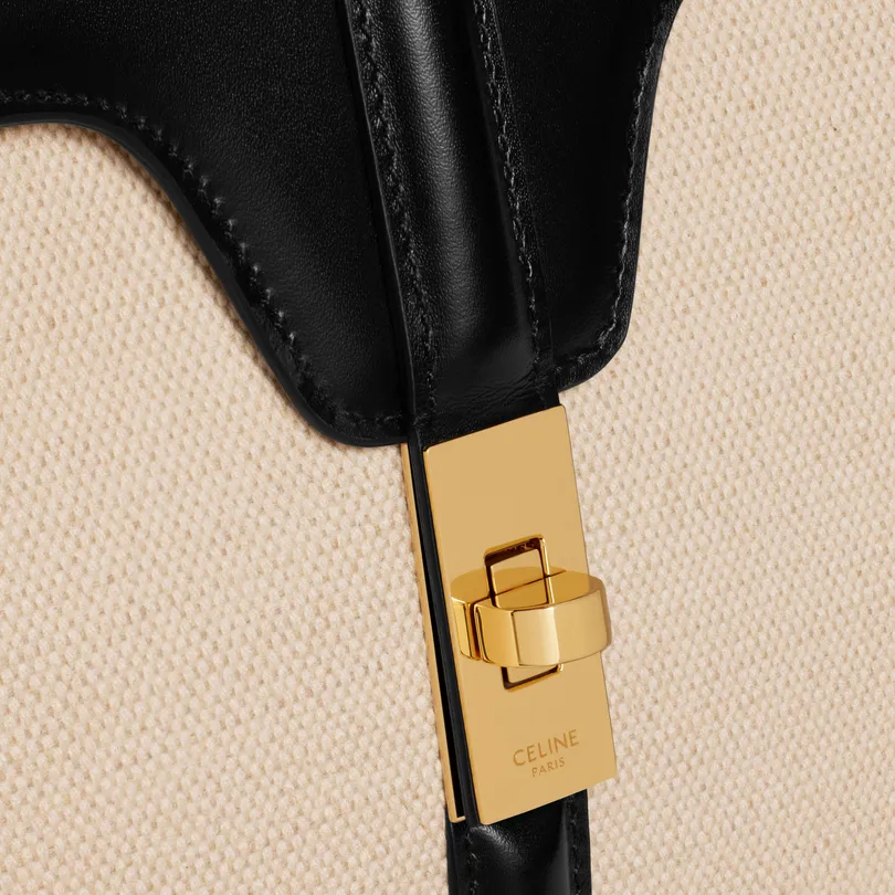 Classique 16 Bag in TEXTILE AND CALFSKIN - Natural / Black - NEW - 5 | CELINE CLASSIQUE 16 BAG IN TEXTILE AND CALFSKIN NATURAL / BLACK
