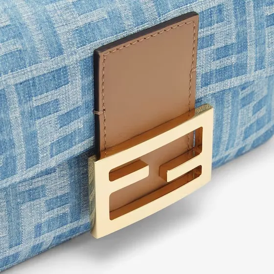FENDI Baguette Mini Light blue FF denim fabric bag