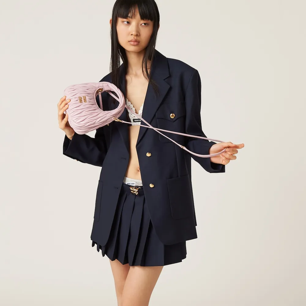 Wander matelassé nappa leather mini hobo bag