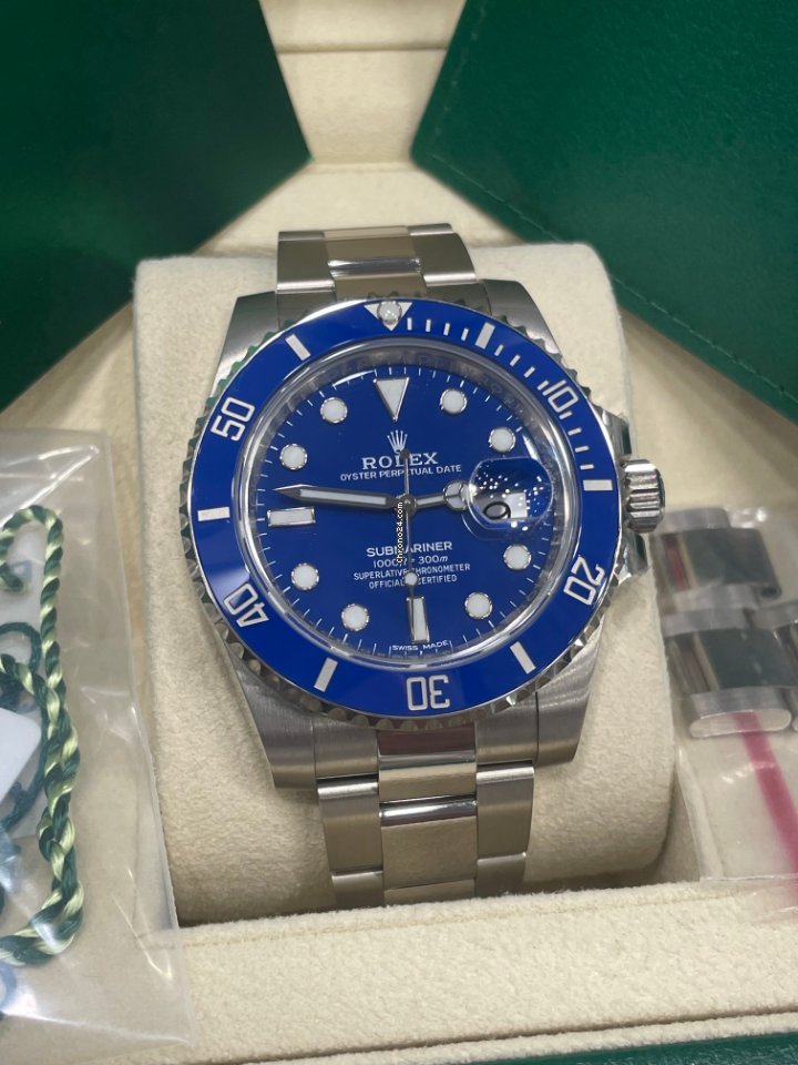 Submariner Date Smurf White Gold 40mm Blue Ceramic 116619LB