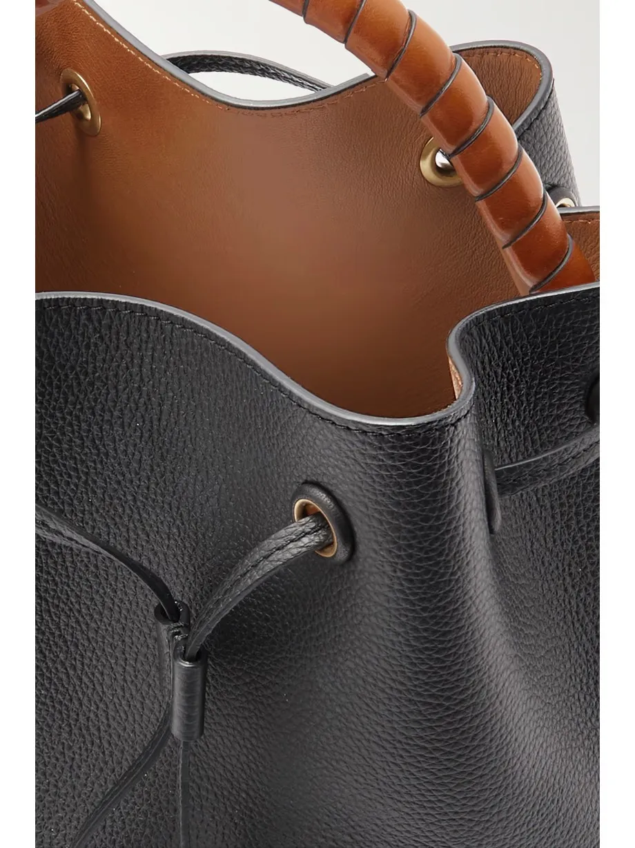 CHLOÉ + NET SUSTAIN Marcie two-tone textured-leather bucket bag