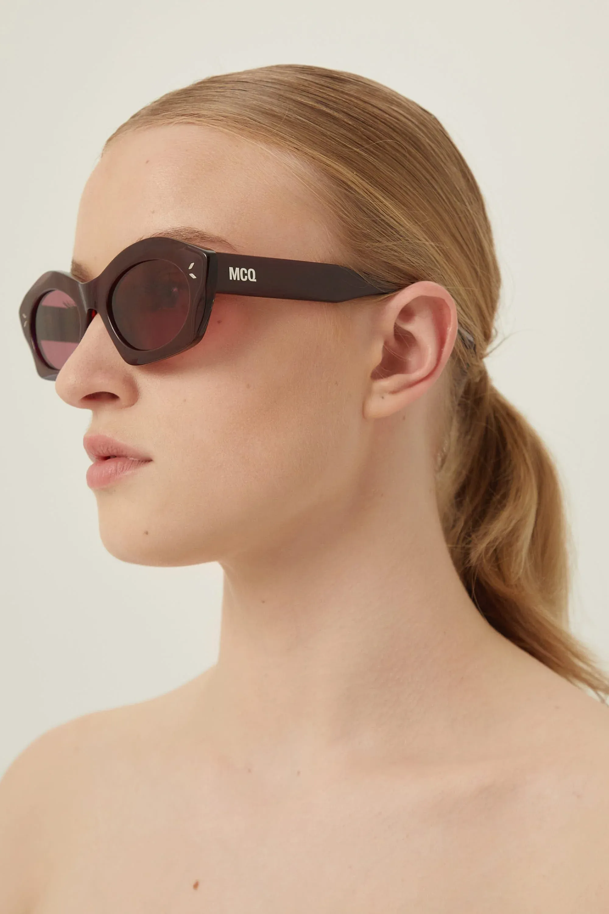 MCQ burgundy bold geometric sunglasses