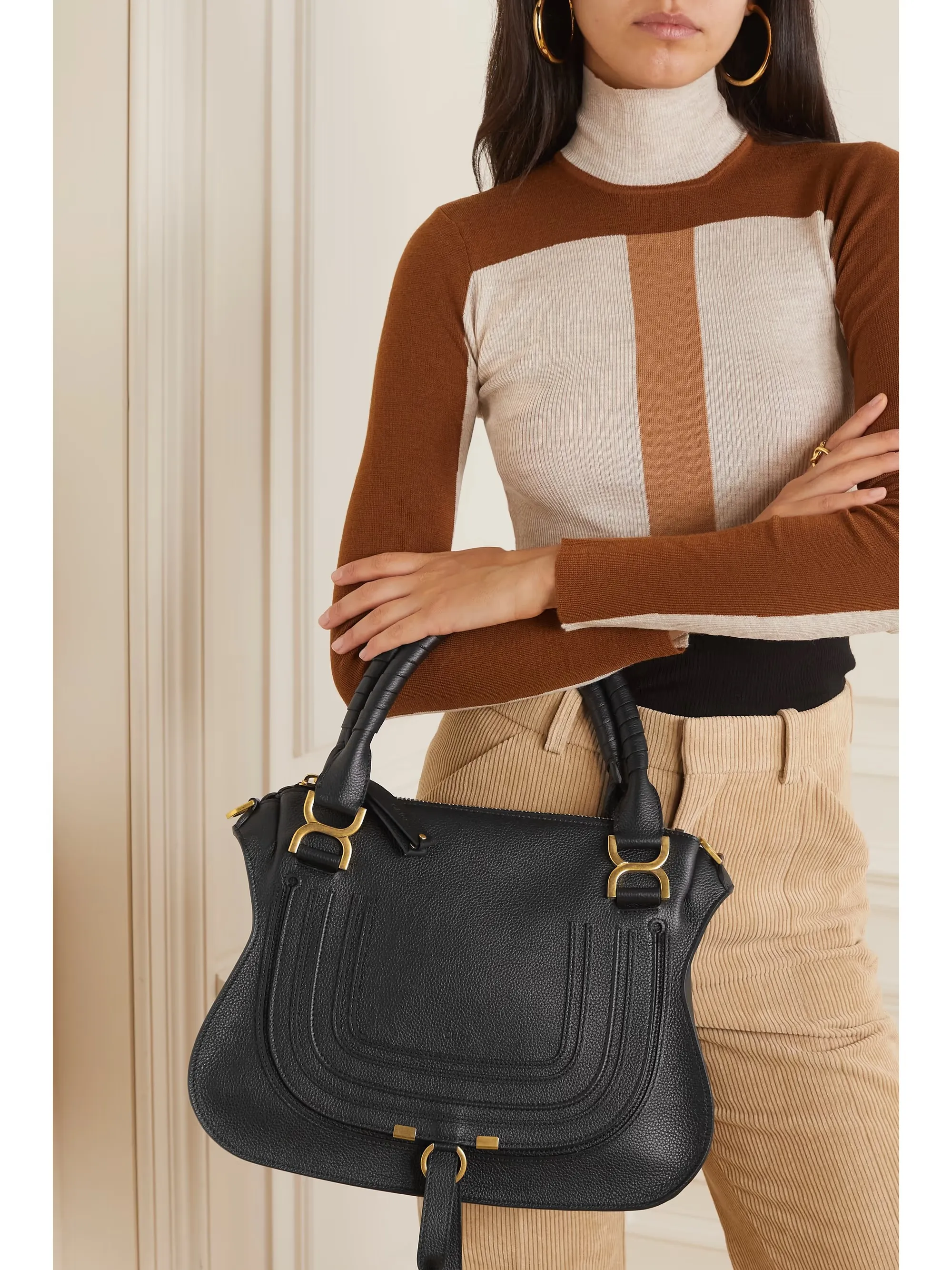 Marcie medium textured-leather shoulder bag