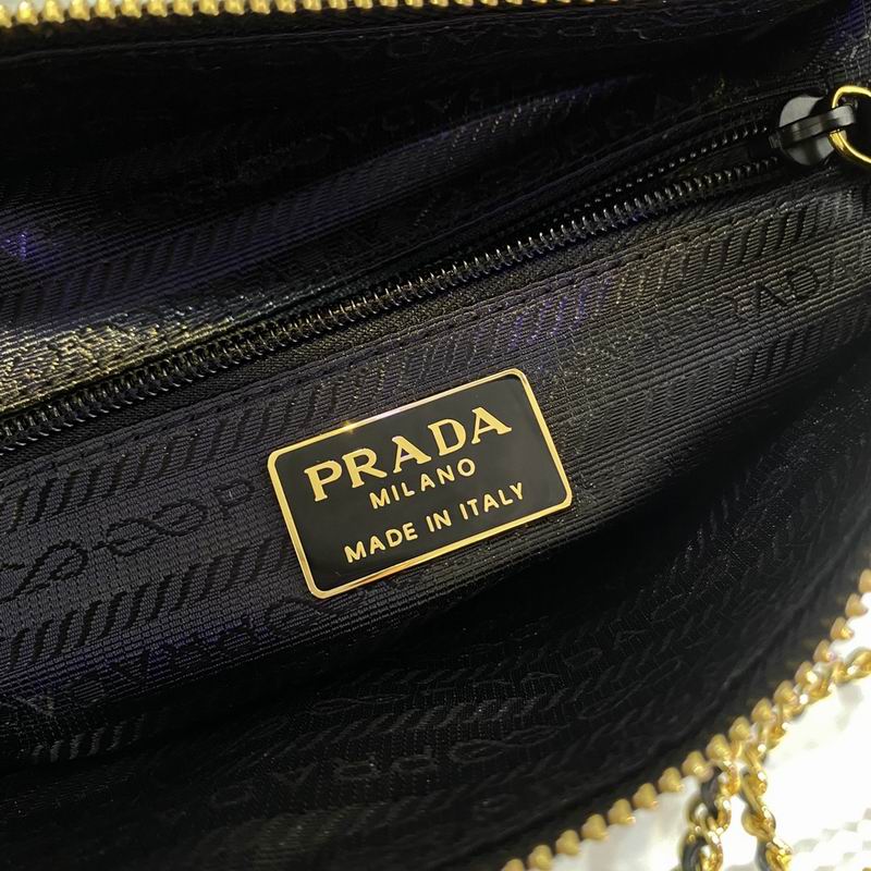 Linen blend and leather mini-buckle bag