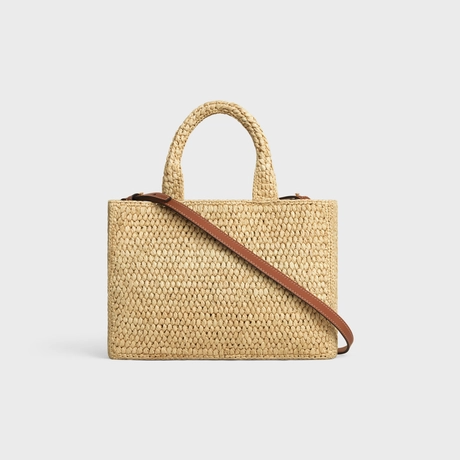 Small Cabas Thais In Raffia And Calfskin Tan