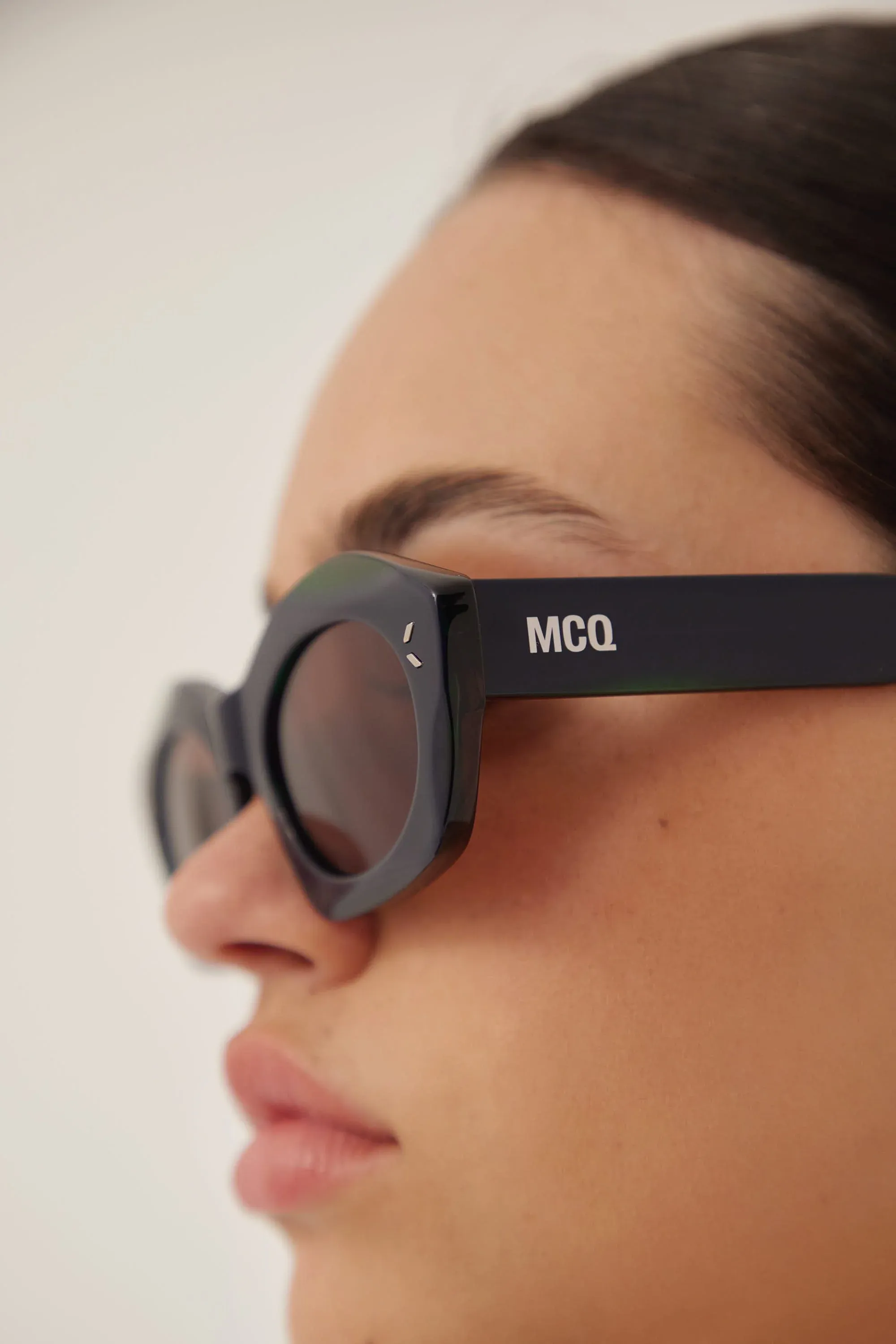 MCQ bold geometric blu and green sunglasses